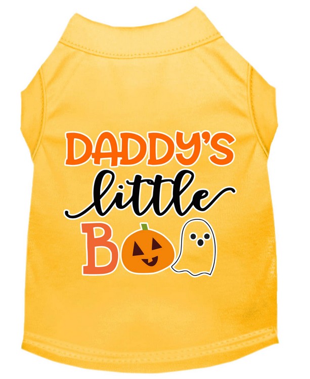 Daddy's Little Boo Screen Print Dog Shirt Yellow XXXL